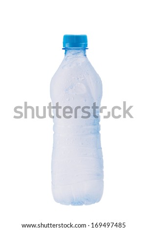 Misted plastic bottle with frozen water inside and water drops on the surface Royalty-Free Stock Photo #169497485