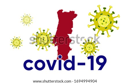 Illustration vector graphic of Coronavirus outbreak warning against a Portugal map background. Corona virus outbreak with Portugal map. Pandemic and corona virus outbreaks. covid-19.