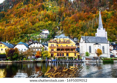 HALLSTATT, AUSTRIA. Beautiful autumn view of Hallstatt. Hallstatt is a small town in Austria. 
