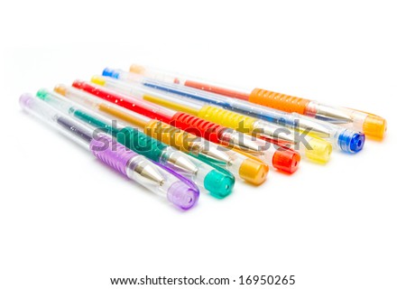 Multicolored pens on isolated