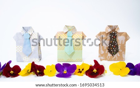 Background for presents for men, Father's Day, Valentine's Day, birthday, etc. ( violas and paper crafts)