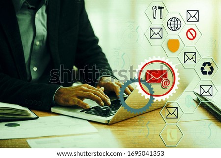 mail search typing man , technical icon
