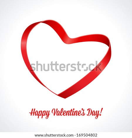 Heart from ribbon Valentine's day vector background. Happy Valentine's day card.