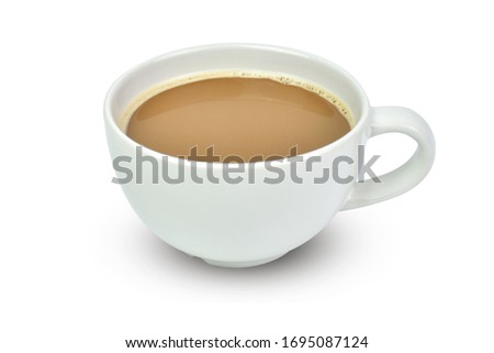 A Cup hot coffee Latte isolated on white background with Clipping path. 