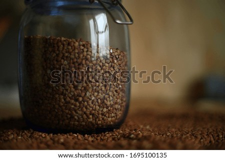 
buckwheat in a glass jar