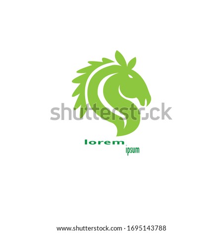 horse head logo illustration of a green leaf vector design