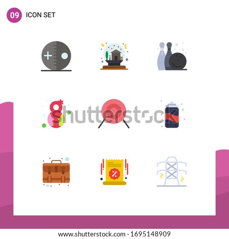 Set of 9 Vector Flat Colors on Grid for woman; female; globe; eight march; game Editable Vector Design Elements