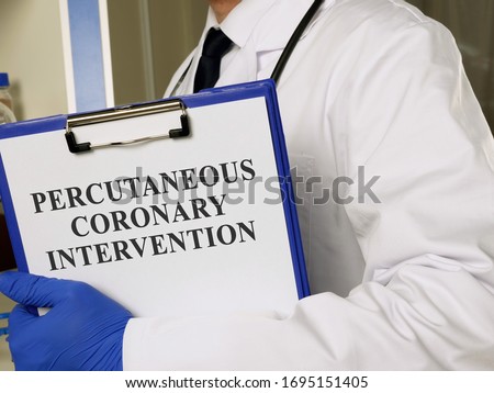 Man holds inscription Percutaneous coronary intervention pci in the hospital. Royalty-Free Stock Photo #1695151405