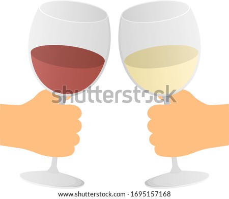 Red wine and white wine held in hands.