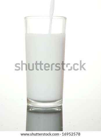A milk glass in a mirror