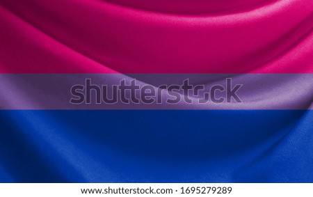Realistic flag of bisexual on the wavy surface of fabric