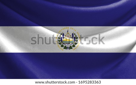 Realistic flag of El Salvador on the wavy surface of fabric