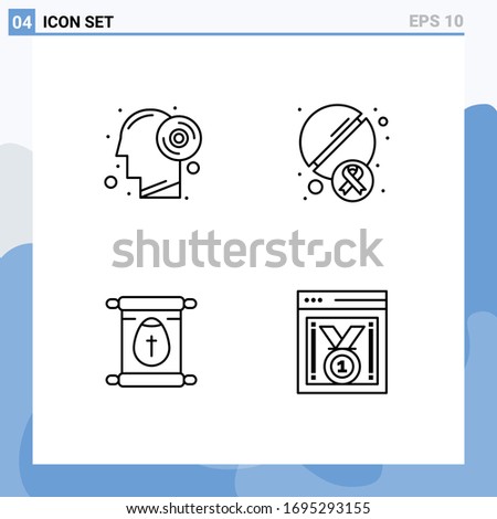 4 User Interface Line Pack of modern Signs and Symbols of disc; school; productivity; drugs; easter Editable Vector Design Elements