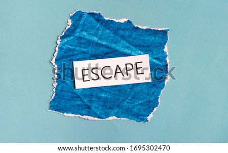 cutout, colorful artistic collage with the words "escape", artwork
