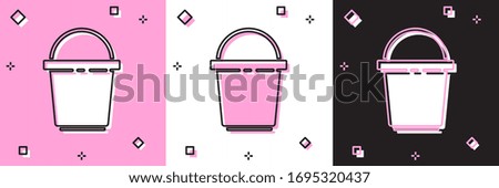 Set Bucket icon isolated on pink and white, black background. Cleaning service concept. Vector Illustration