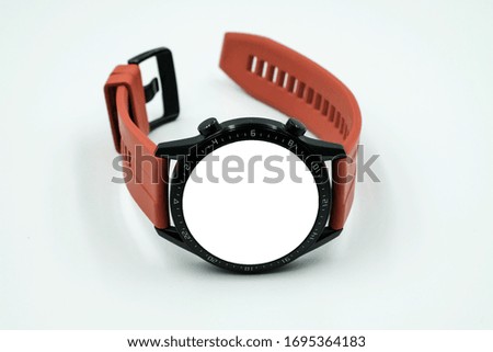 watch isolated on white background. Close up white, health on the screen - Clipping Path.