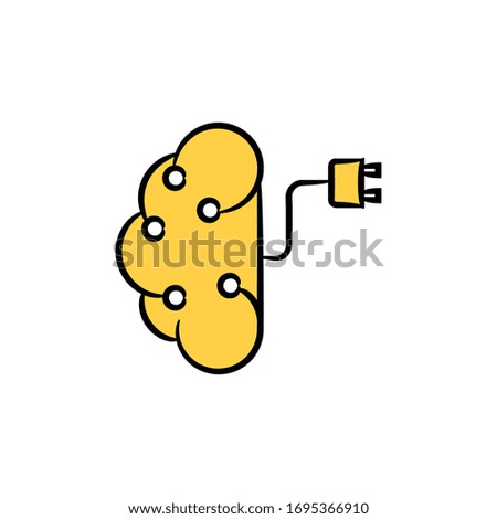 brain and plug icon for artificial intelligence concept