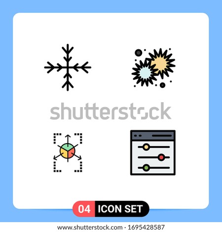 4 Creative Icons Modern Signs and Symbols of snow; grid; sun; day; chart Editable Vector Design Elements