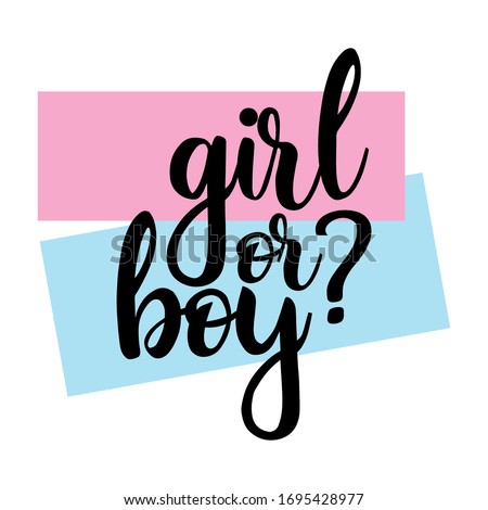 Girl or boy? Gender reveal party card, banner vector element  design Royalty-Free Stock Photo #1695428977