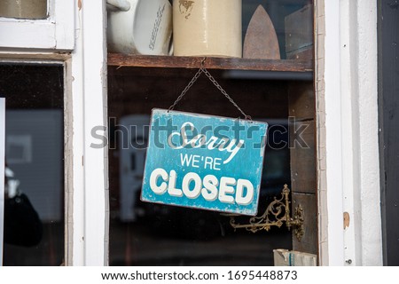 All non essential shops and cafes and restaurants close down and shut due to coronavirus lock down Royalty-Free Stock Photo #1695448873
