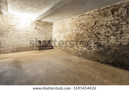 Abandoned empty old dark underground cellar