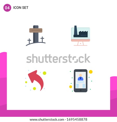 Modern Set of 4 Flat Icons and symbols such as celebration; share; easter; monitore; left Editable Vector Design Elements
