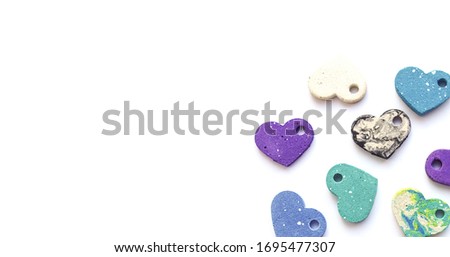 Concrete hearts. DIY banner pattern on a white background. isolated on a white table
