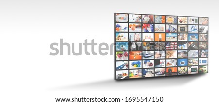 Television streaming, TV multimedia panel. Web banner image with copy space Royalty-Free Stock Photo #1695547150