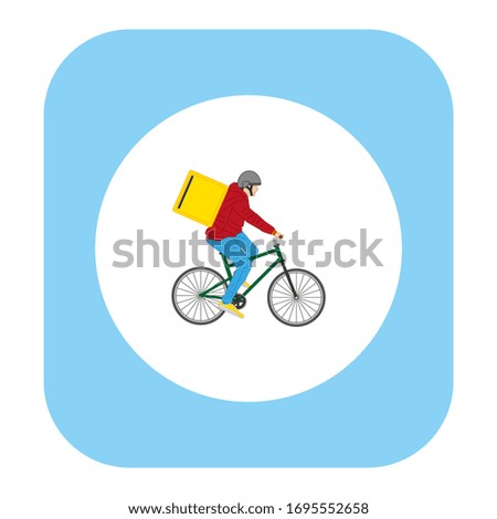 man with delivery bike on white background, vector