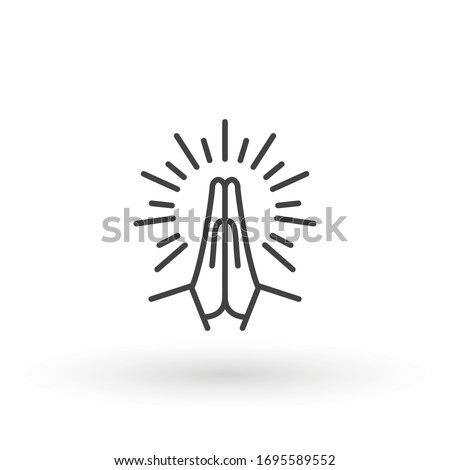 Hands folded in prayer line icon. Editable stroke Outline hands folded in prayer vector icon for web design isolated on white background Royalty-Free Stock Photo #1695589552