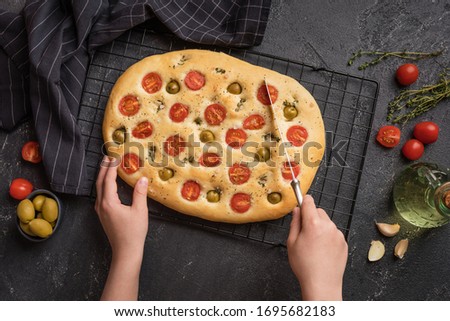 focaccia with olives and tomatoes