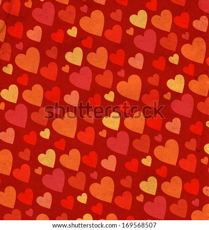 red hearts border on old grunge paper