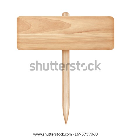 Wooden sign isolated on white with clipping path included.