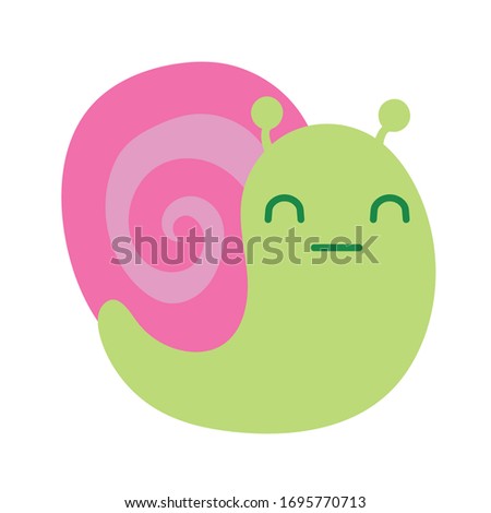 cute snail spring animal flat style vector illustration design