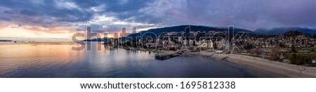 Beautiful arial panoramic shot from West Vancouver and  Pacific Ocean Royalty-Free Stock Photo #1695812338