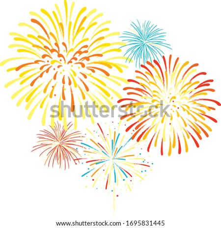 Festive color firework background. Vector illustration.