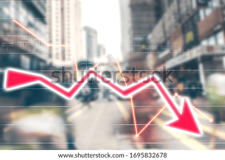 Double exposure of stocks market chart; concept for hong kong stock market or business or labor 