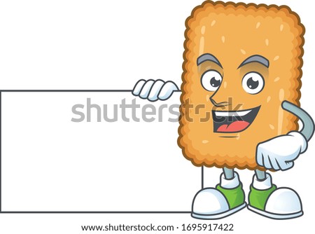 Biscuit cartoon character concept Thumbs up having a white board
