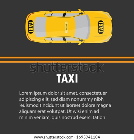 Taxi banner top view. Online mobile application order taxi service horizontal illustration. 