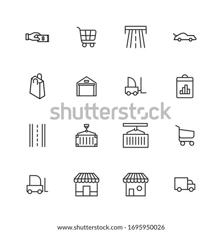 Simple set of commerce icons in trendy line style. Modern vector symbols, isolated on a white background. Linear pictogram pack. Line icons collection for web apps and mobile concept.