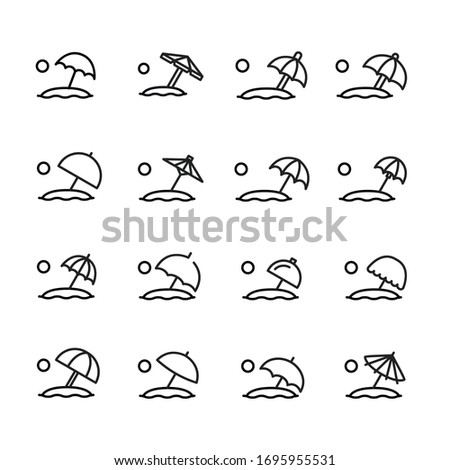 Set of beach related vector line icons. Premium linear symbols pack. Vector illustration isolated on a white background. Web symbols for web sites and mobile app. Trendy design. 