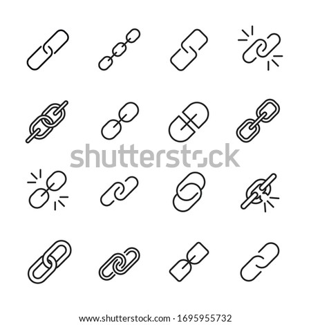 Link line icons set. Stroke vector elements for trendy design. Simple pictograms for mobile concept and web apps. Vector line icons isolated on a white background. 
