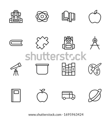 Icon set of High School. Editable vector pictograms isolated on a white background. Trendy outline symbols for mobile apps and website design. Premium pack of icons in trendy line style.
