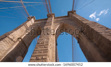 Ancient Brooklyn Bridge in New York - famous landmark