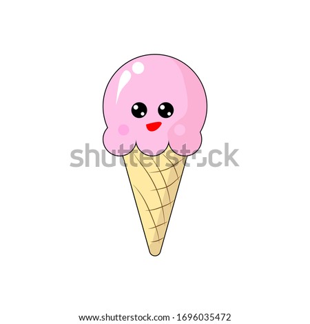 Cute cone ice cream vector