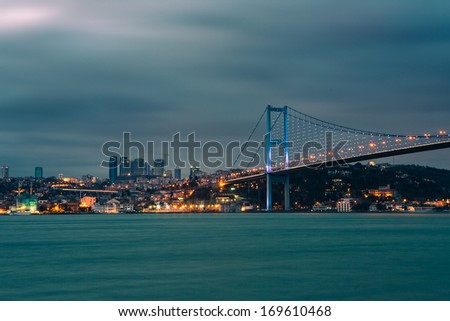 Istanbul Bosphorus Bridge by night from Asia side