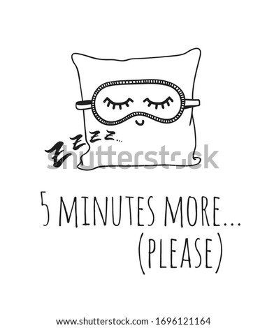 Hand drawn objects about Sleep Routines and text.Vector Cozy Illustration Sleeping Mask. Creative artwork. Set of doodle and quote