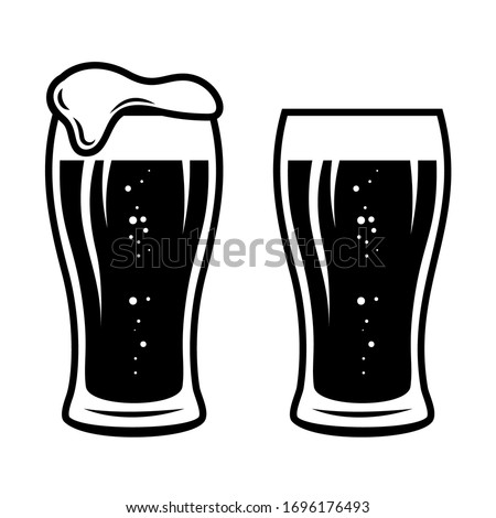 Illustration of mug of beer in engraving style. Design element for logo, label, sign, poster, t shirt. Vector illustration