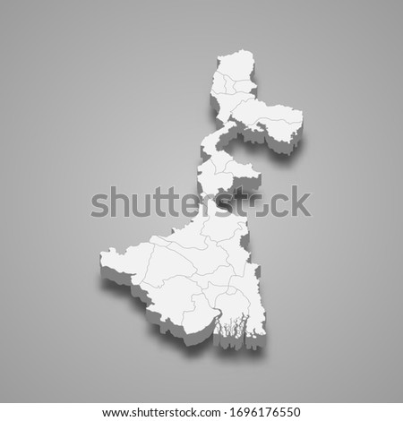 3d map of West Bengal is a state of India Royalty-Free Stock Photo #1696176550