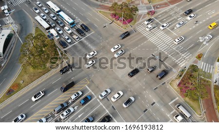 Aerial Shot of City Intersection